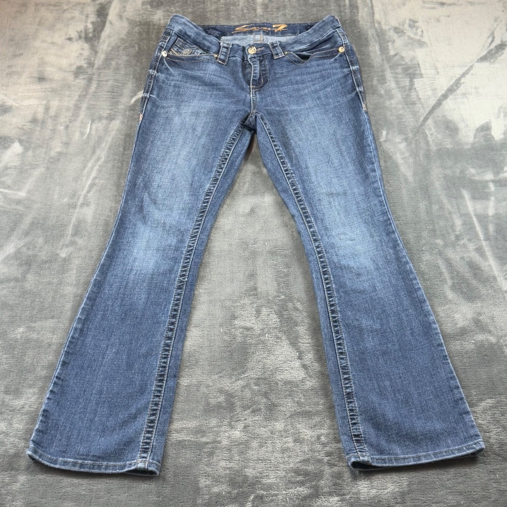 Seven7 Womens Slim Boot Jeans Size 8 Medium Wash Stretch Denim Mid Rise